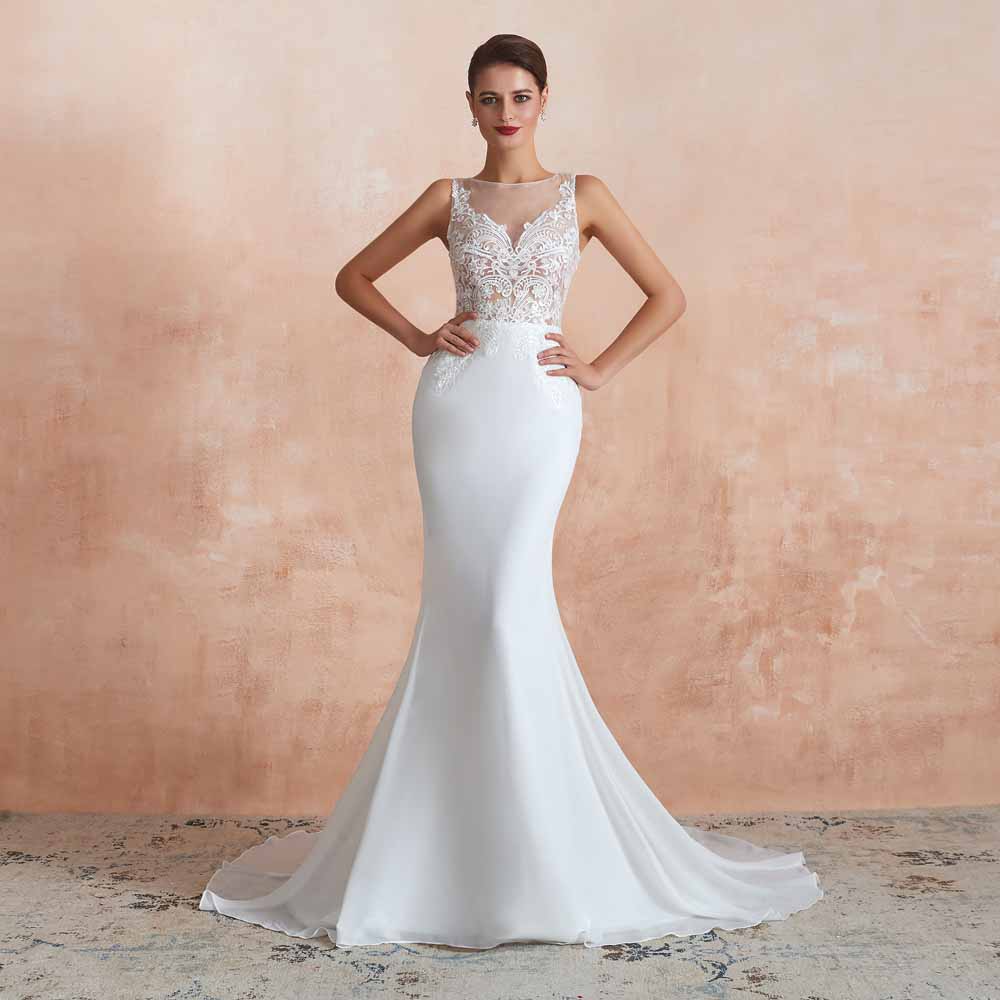 Vintage Lace Chiffon Mermaid Wedding Dress EN3411 Vintage Lace Chiffon Mermaid Wedding Dress EN3411