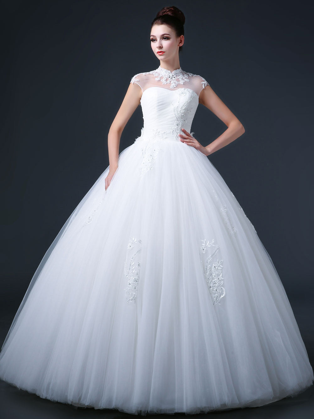 Ball Gown Wedding Dress with Mandarin Collar and Keyhole Back CC3008 Ball Gown Wedding Dress with Mandarin Collar and Keyhole Back CC3008