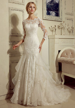 fitted lace wedding dress Long Sleeves Lace Fit and Flare Wedding Dress fitted lace wedding dress Long Sleeves Lace Fit and Flare Wedding Dress