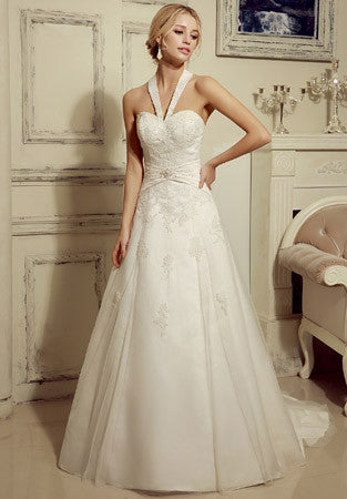 Halter Neck A-line Lace Wedding Dress | HL1019 JoJo Bridal Shop Halter Neck A-line Lace Wedding Dress | HL1019 JoJo Bridal Shop