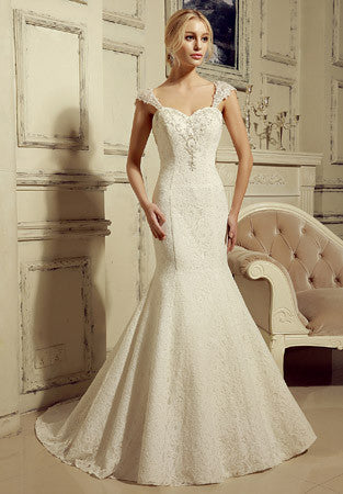 Vintage Inspired Lace Mermaid Wedding Dress with Cap Sleeves | HL1020 JoJo Bridal Shop Vintage Inspired Lace Mermaid Wedding Dress with Cap Sleeves | HL1020 JoJo Bridal Shop