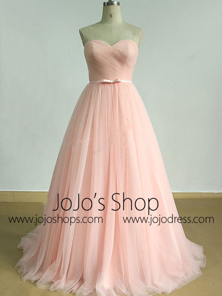 Princess Style Blush Pink Tulle Wedding Dress | EE3007