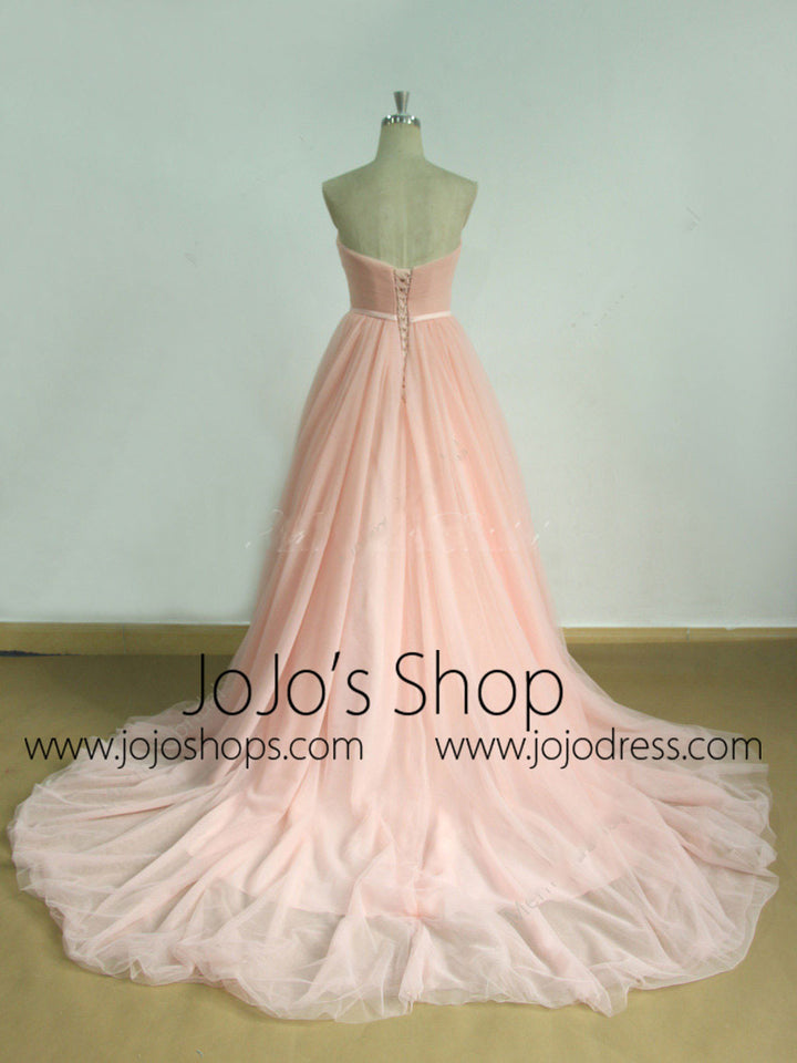Princess Style Blush Pink Tulle Wedding Dress | EE3007
