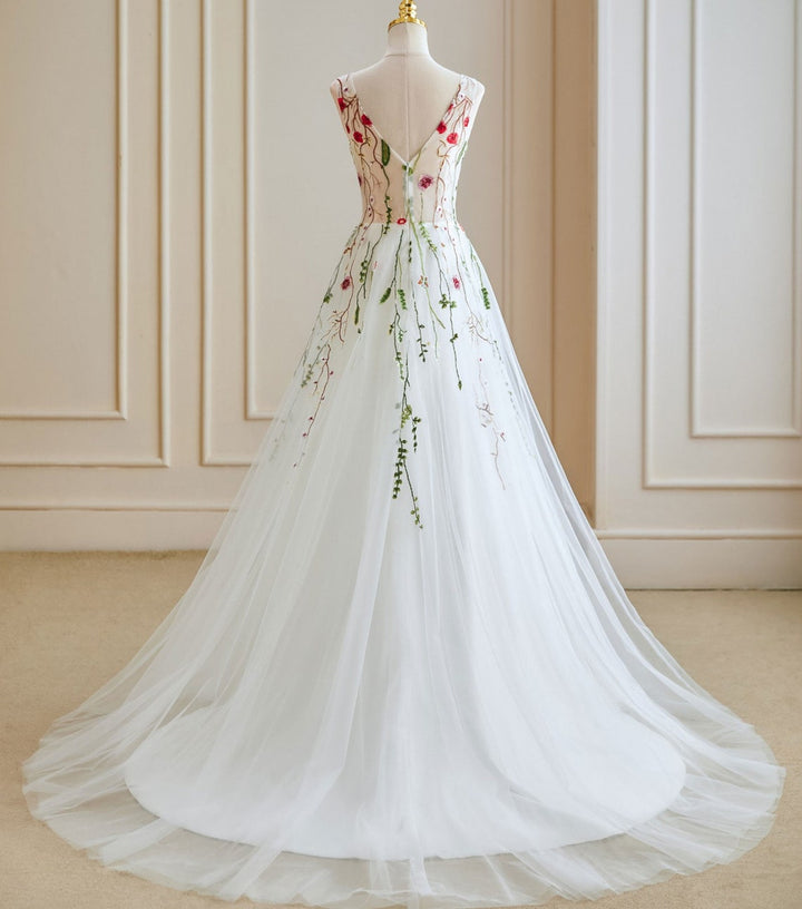 Ethereal Wedding Dress with Colored Embroideries ET3033