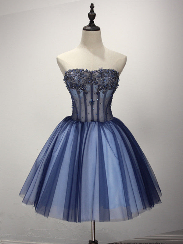 Dark Blue Short Bridesmaid Dress
