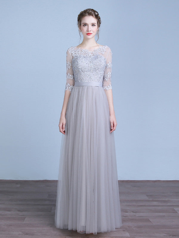 Gray Floor Length Lace Bridesmaid Dress JoJo Bridal Shop Gray Floor Length Lace Bridesmaid Dress JoJo Bridal Shop