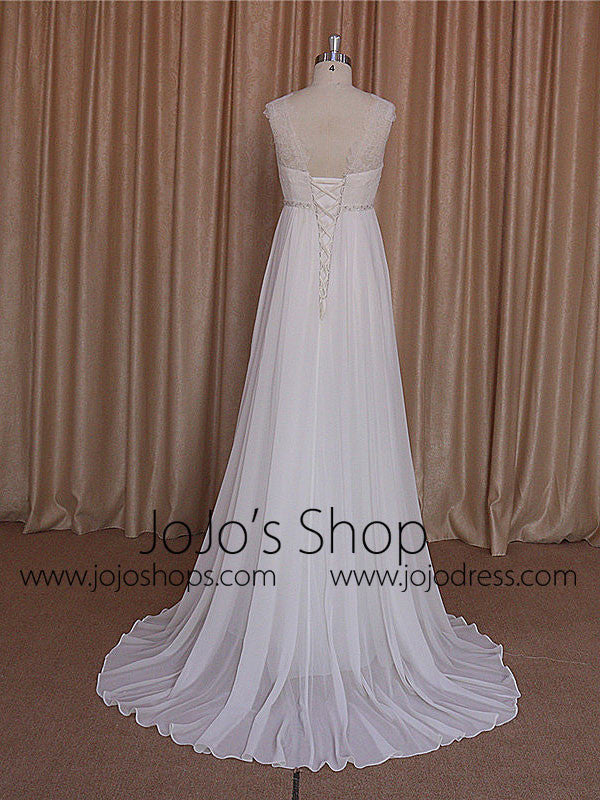 Empire Chiffon Wedding Dress with Chantilly Lace Bodice | BB002