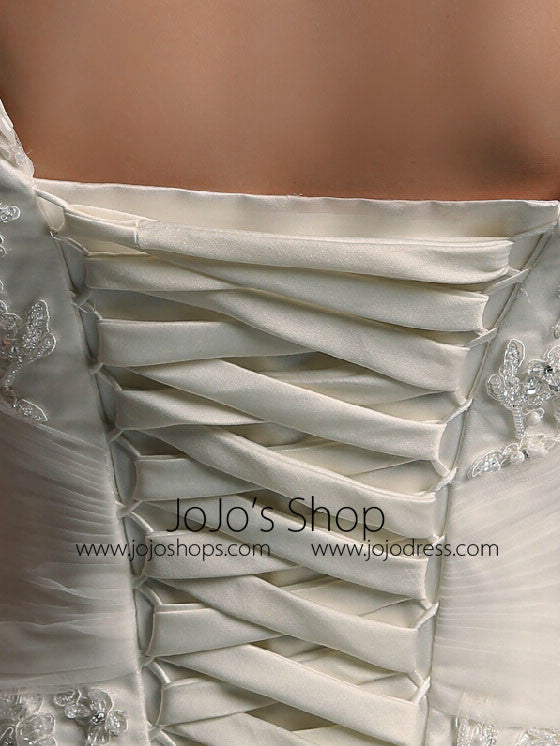 Elegant A-line Wedding Dress with Off Shoulder Cap Sleeves | LW2003
