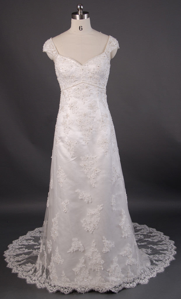 Retro 1920s Regency Style Lace Empire Wedding Dress with Cap Sleeves JoJo Bridal Shop Retro 1920s Regency Style Lace Empire Wedding Dress with Cap Sleeves JoJo Bridal Shop