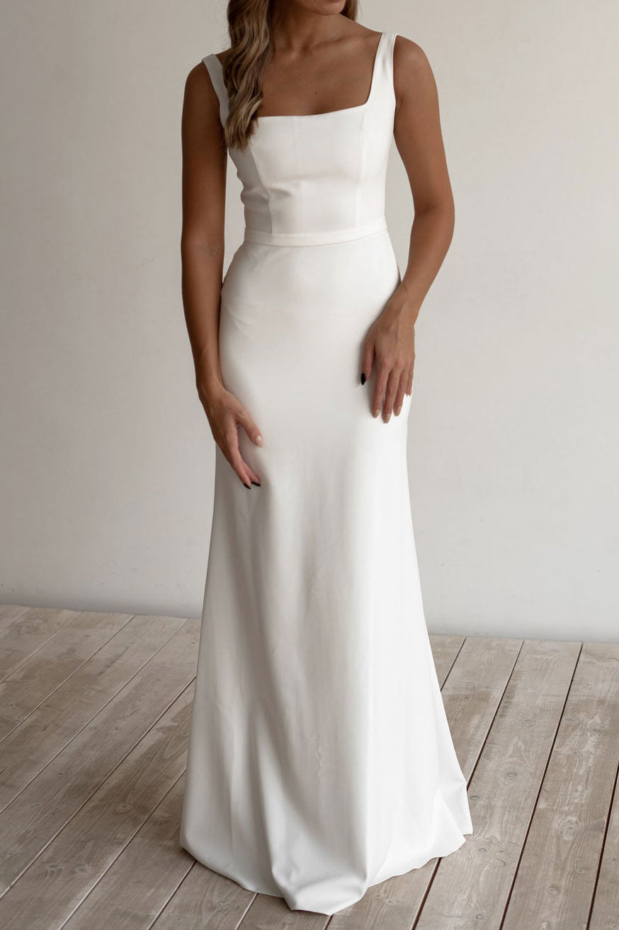 crepe chiffon wedding dress Crepe A-line Plus Size Wedding Dress with Long Sleeves