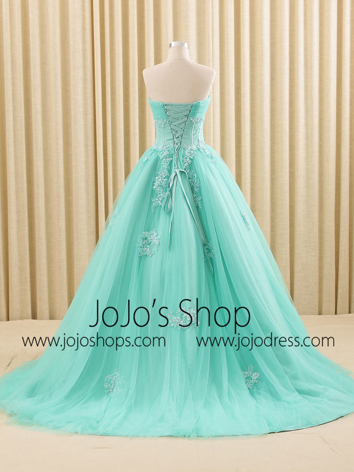 Turquoise Lace Ball Gown Wedding Dress | RS6805 Tur