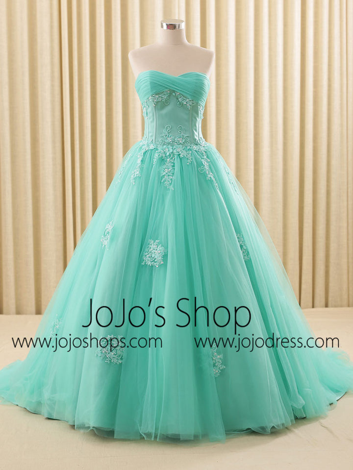 Turquoise Lace Ball Gown Wedding Dress | RS6805 Tur