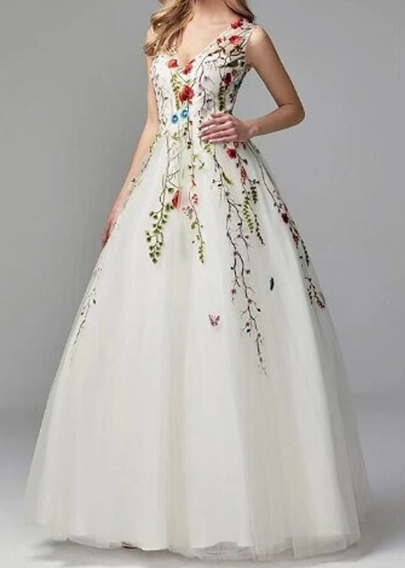 Boho Botanical Embroidery Lace Wedding Dress EN3041 – JoJo Shop