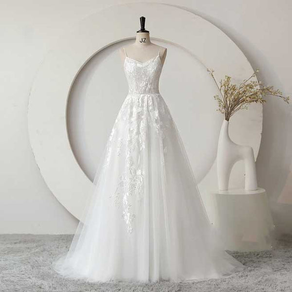 Boho Lace Wedding Dress with Soft Tulle Skirt ET3059