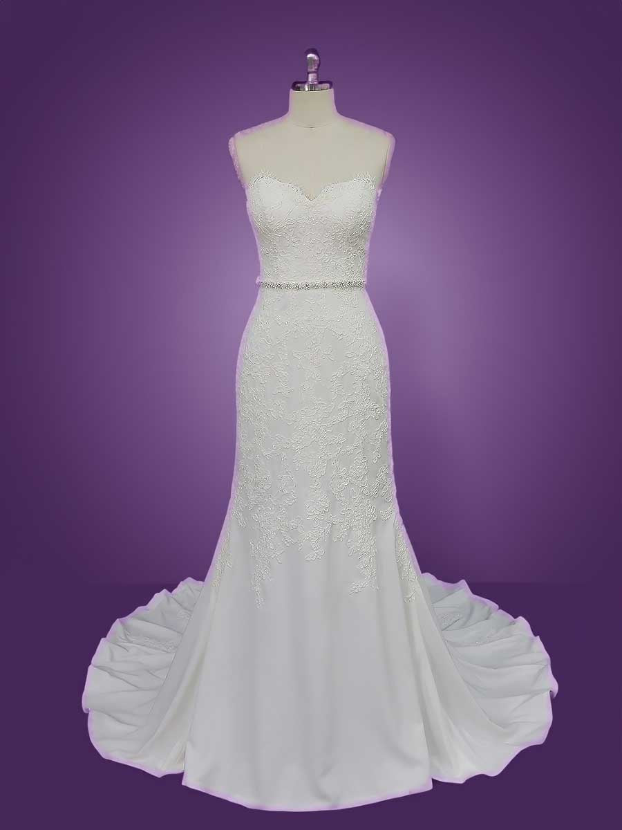 Strapless Fitted A-line Wedding Dress with Lace Accents RS2007 – JoJo Bridal Shop
