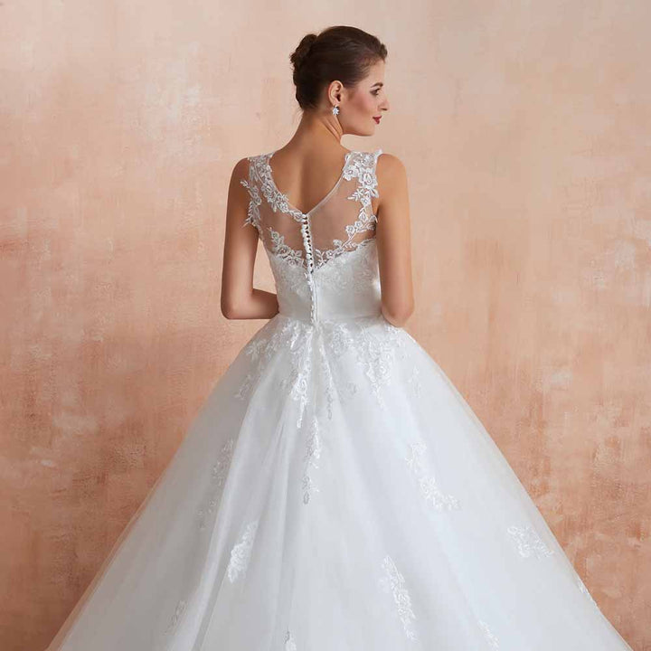 Lace Ball Gown Wedding Dress with Illusion Neckline EN3415