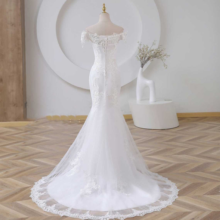 Off Shoulder Lace Mermaid Wedding Dress ET3056