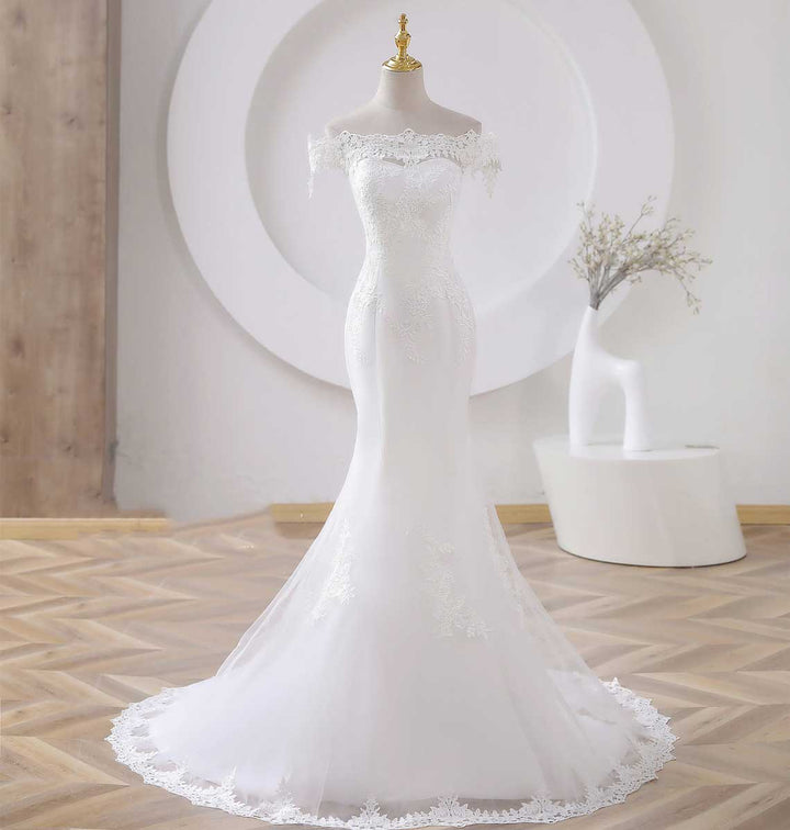 Off Shoulder Lace Mermaid Wedding Dress ET3056