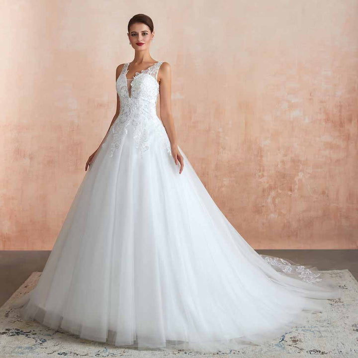 Sequins Lace Ball Gown Wedding Dress EN3416