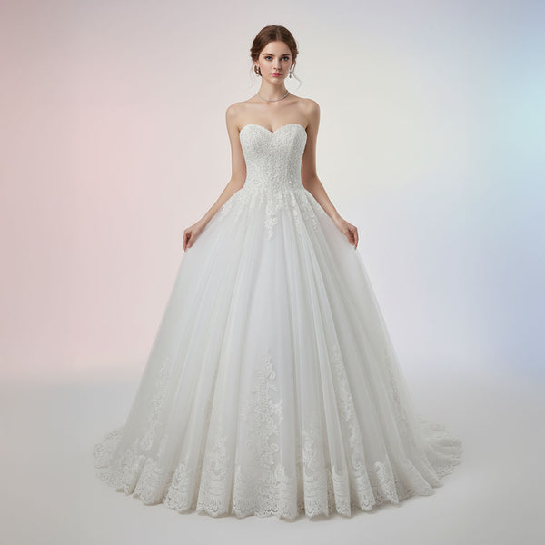 Strapless Ball Gown Lace Wedding Dress
