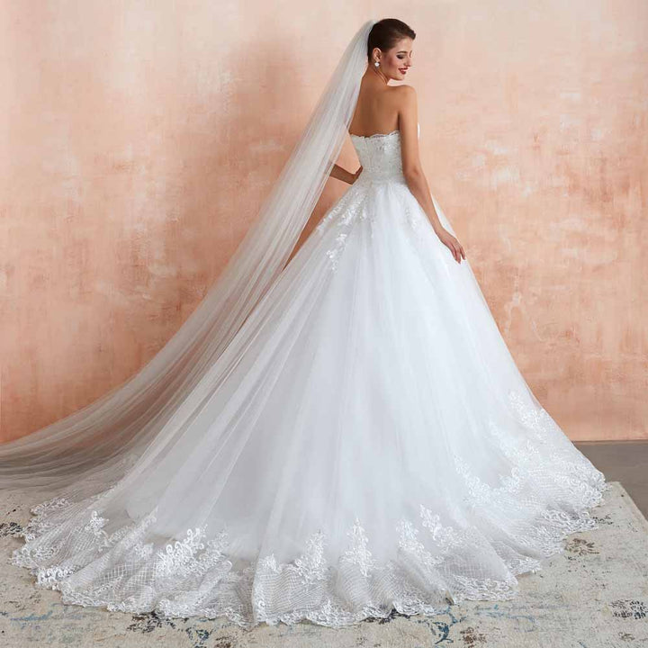 Strapless Lace Ball Gown Wedding Dress EN3409