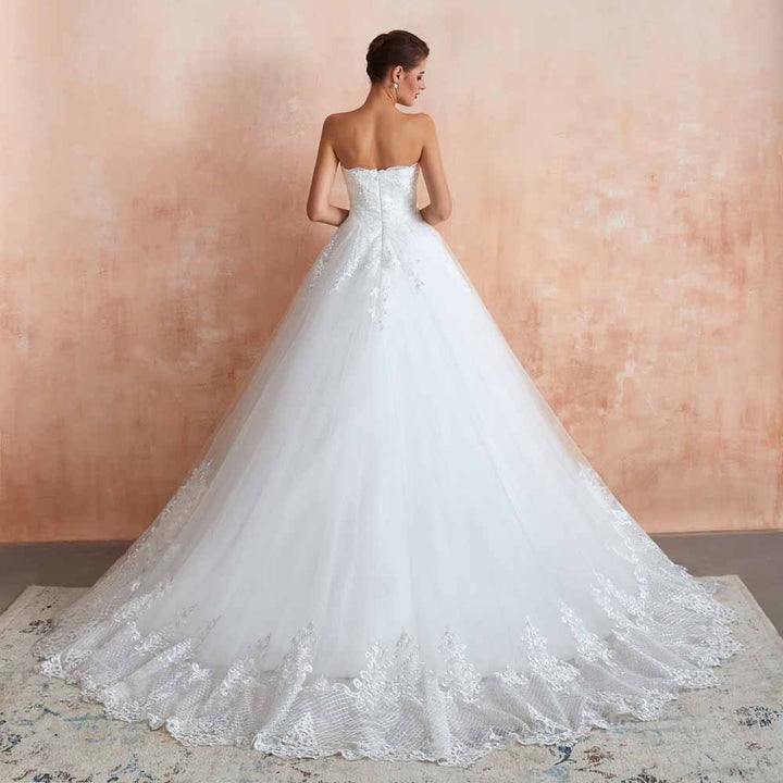 Strapless Lace Ball Gown Wedding Dress EN3409