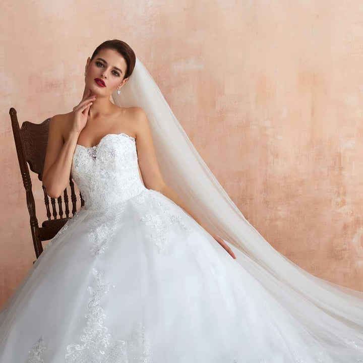 Strapless Lace Ball Gown Wedding Dress EN3409