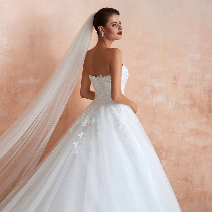 Strapless Lace Ball Gown Wedding Dress EN3409