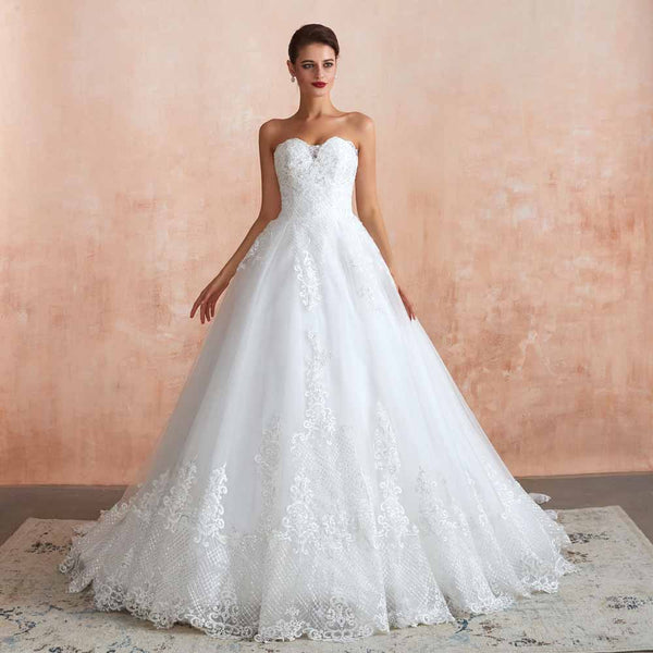 Strapless Lace Ball Gown Wedding Dress EN3409