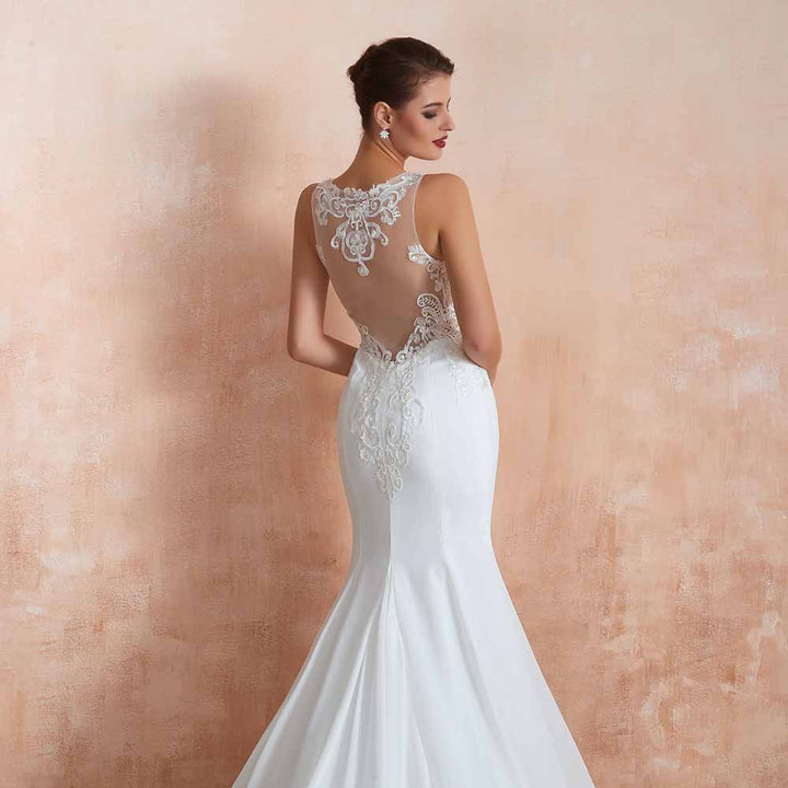 Vintage Lace Chiffon Mermaid Wedding Dress EN3411