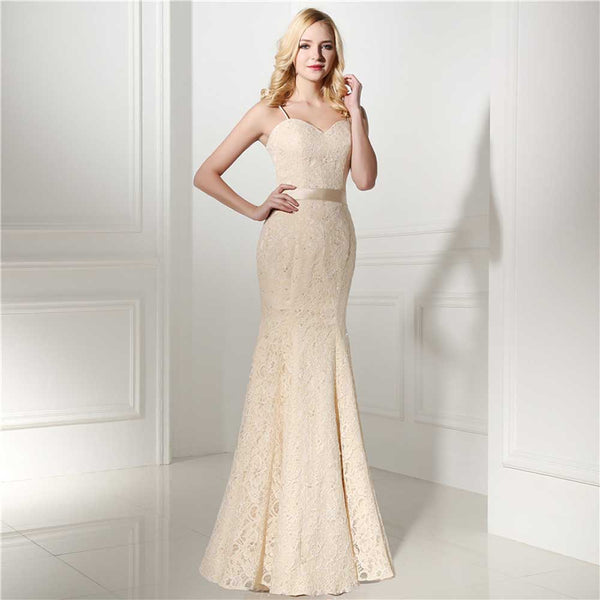 Vintage Style Champagne Lace Wedding Dress EN501