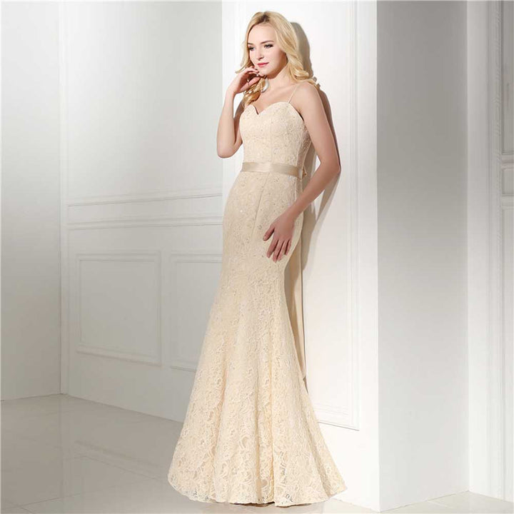 Vintage Style Champagne Lace Wedding Dress EN501