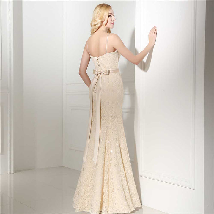 Vintage Style Champagne Lace Wedding Dress EN501