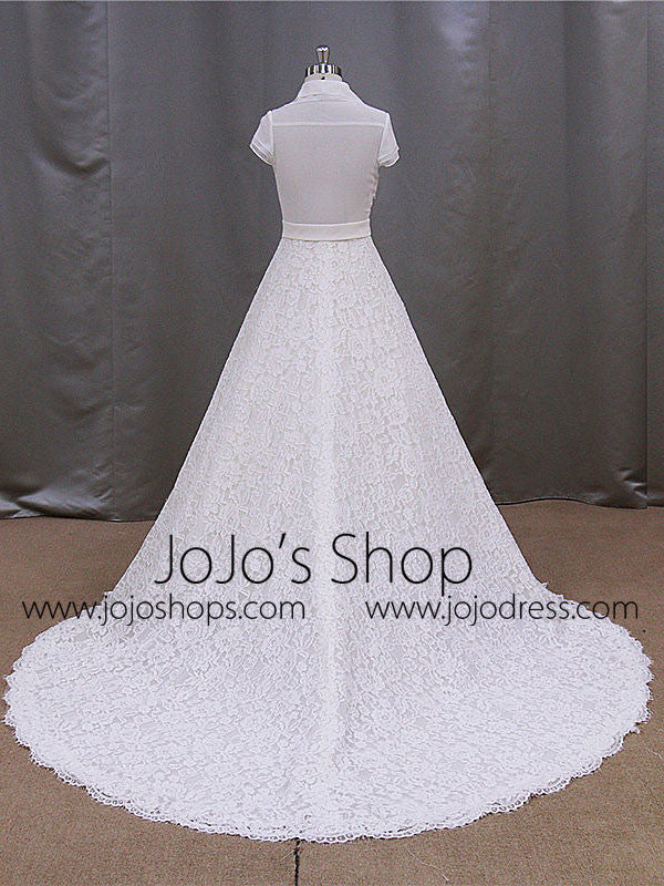 Retro Style Lace Wedding Dress With Short Sleeve Blouse | BB005