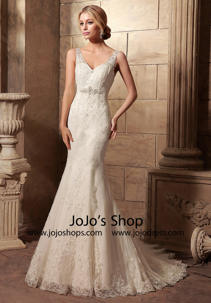 Vintage Style Fit and Flare Lace Wedding Dress | HL1003