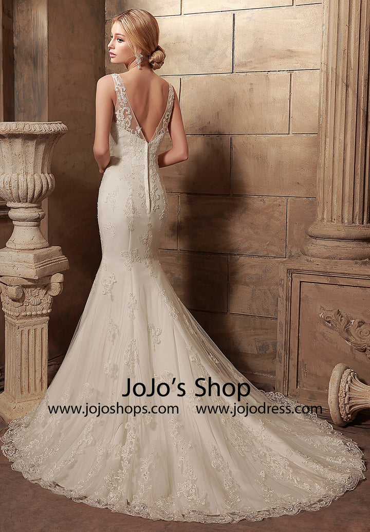 Vintage Style Fit and Flare Lace Wedding Dress | HL1003