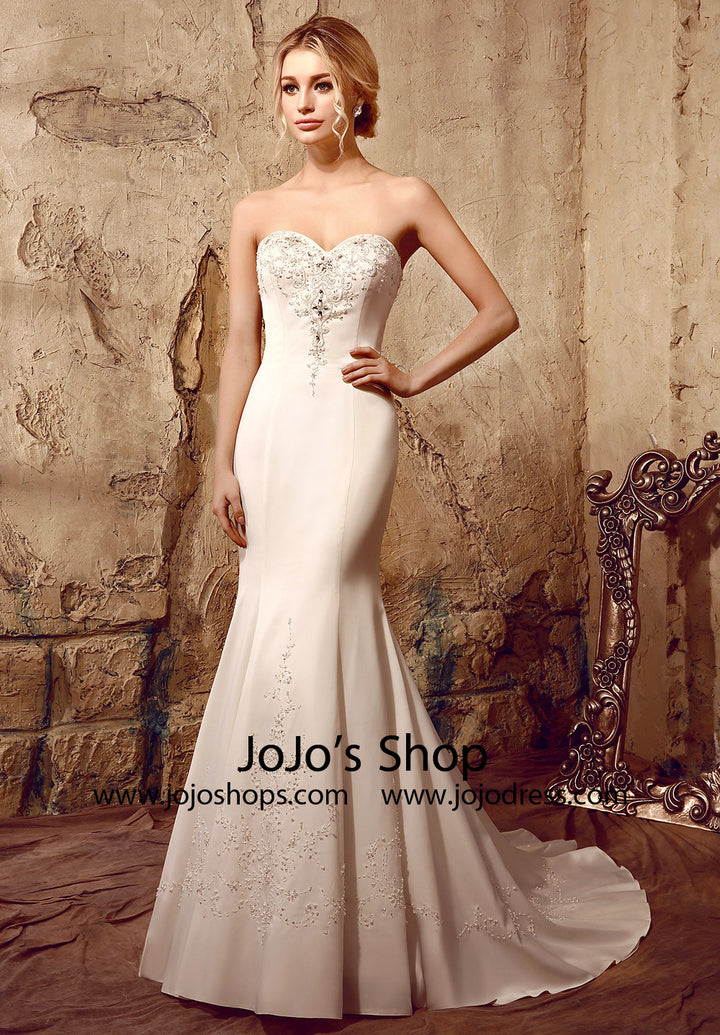 Jeweled Strapless Fit and Flare Wedding Dress | HL1006