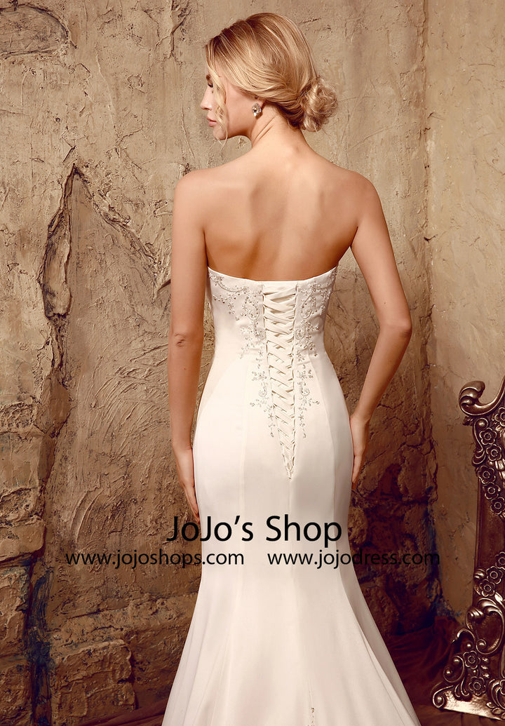 Jeweled Strapless Fit and Flare Wedding Dress | HL1006