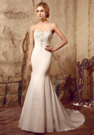 Jeweled Strapless Fit and Flare Wedding Dress | HL1006