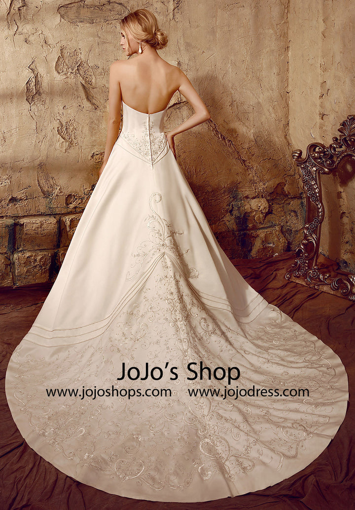 Strapless Embroidered Princess A-line Wedding Dress | HL1011