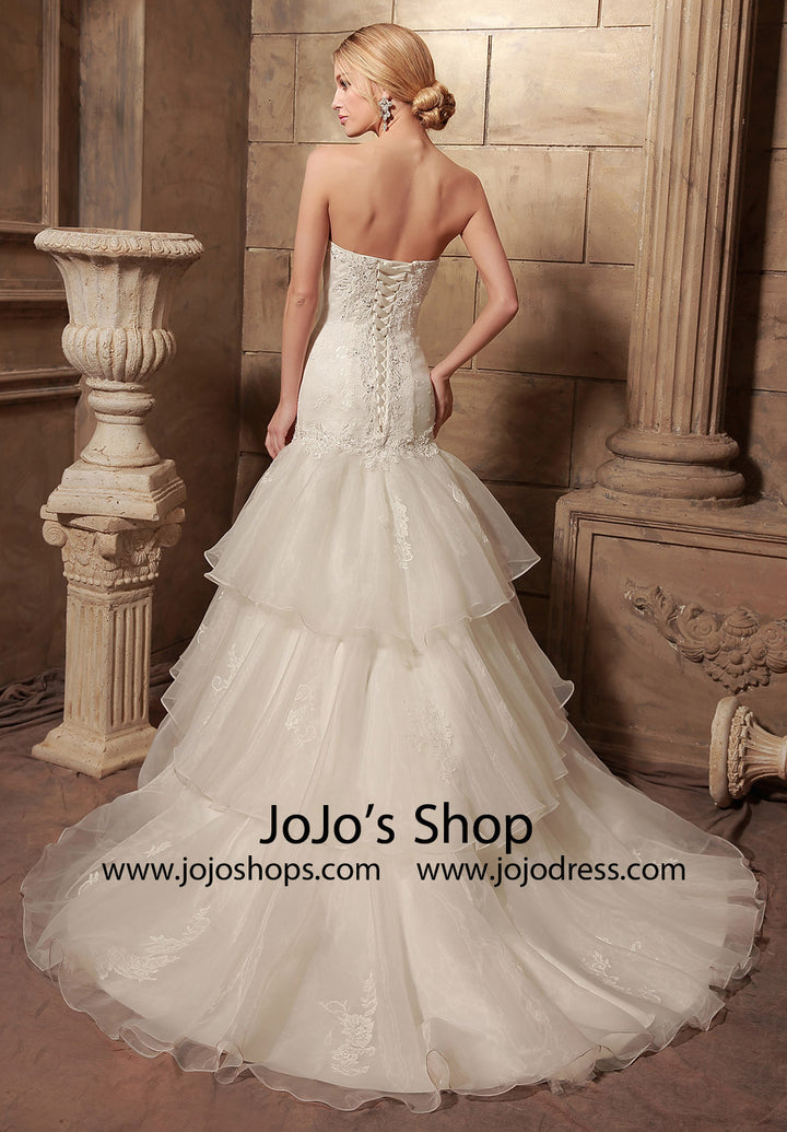 Strapless Fit and Flare Wedding Dress with Tiered Skirt | HL1015