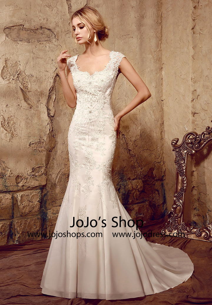 Vintage Style Fit and Flare Lace Mermaid Wedding Dress | HL1016