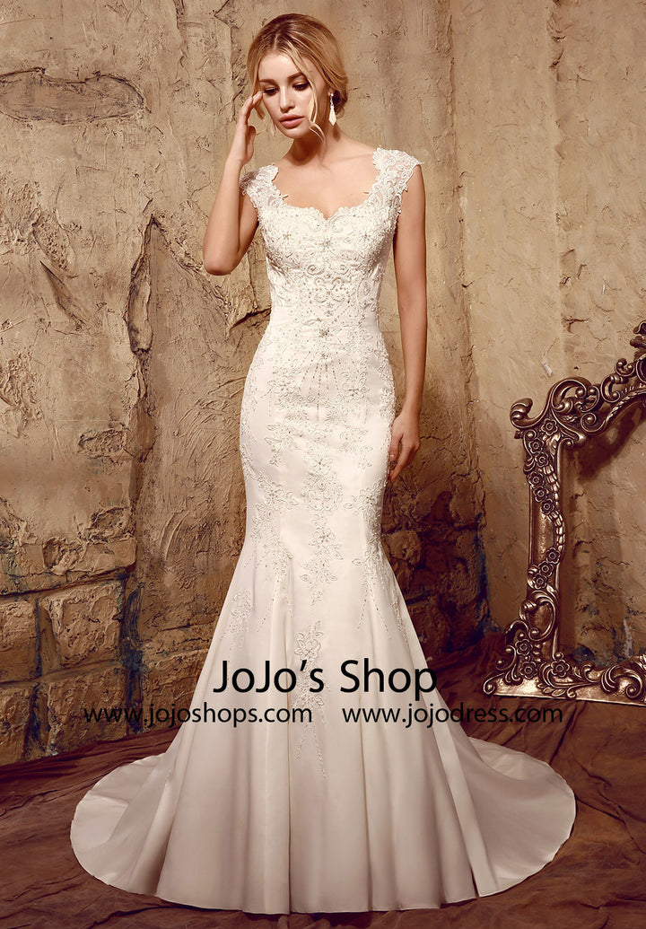 Vintage Style Fit and Flare Lace Mermaid Wedding Dress | HL1016