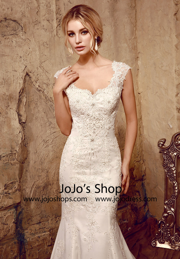 Vintage Style Fit and Flare Lace Mermaid Wedding Dress | HL1016