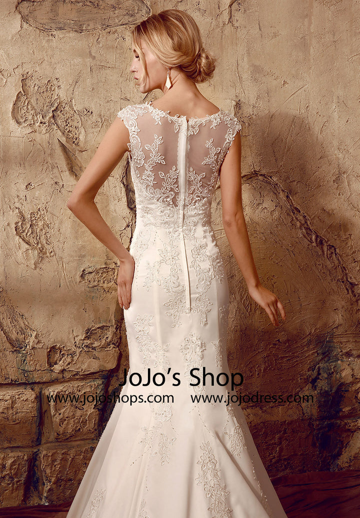 Vintage Style Fit and Flare Lace Mermaid Wedding Dress | HL1016