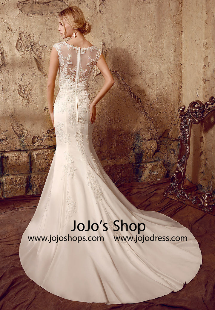 Vintage Style Fit and Flare Lace Mermaid Wedding Dress | HL1016