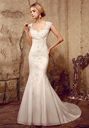 Vintage Style Fit and Flare Lace Mermaid Wedding Dress | HL1016