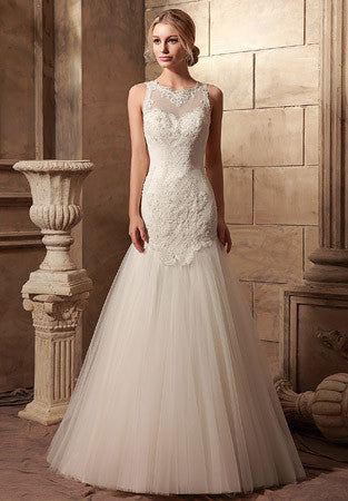 Vintage Lace Fitted A-line Wedding Dress | HL1018