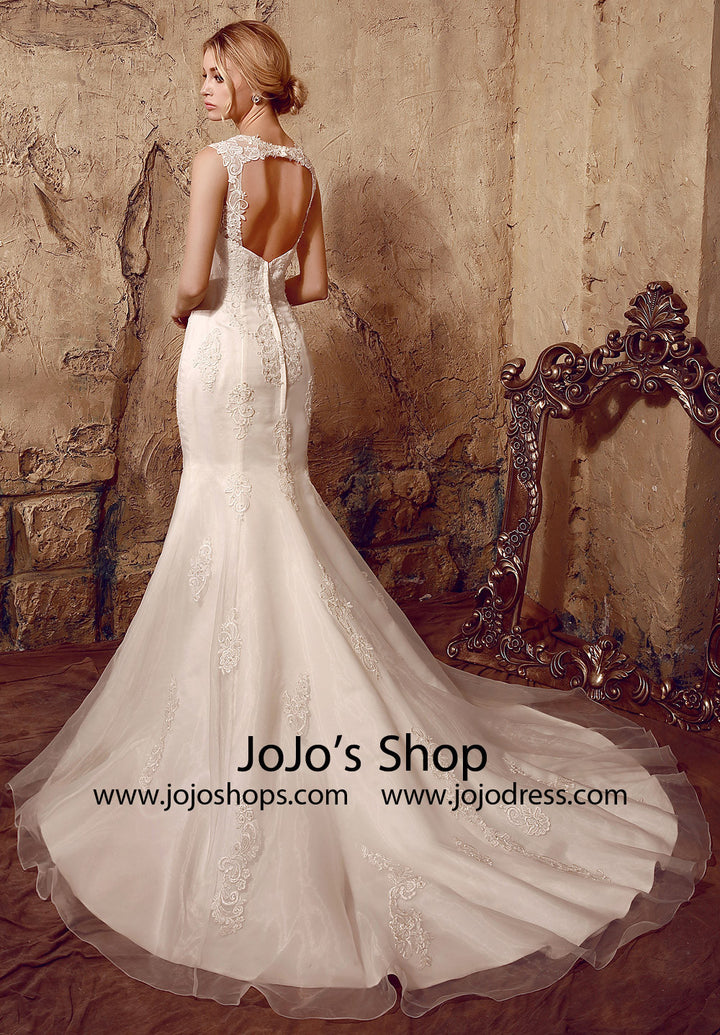 Open Keyhole Back Lace Mermaid Wedding Dress | HL1021