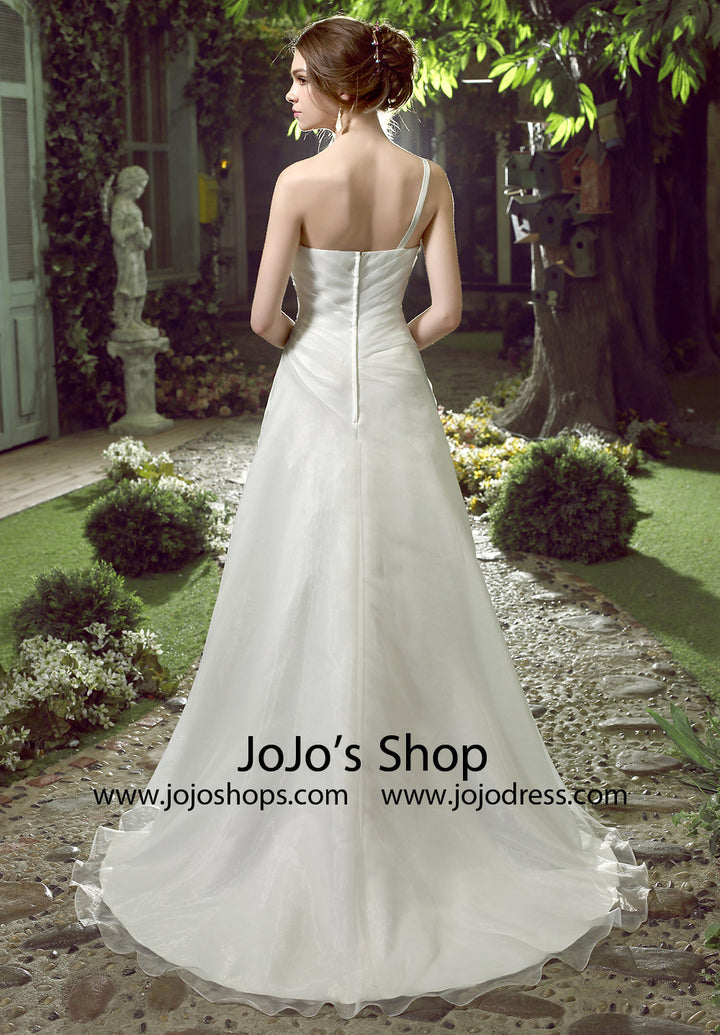 Whimsical One Shoulder Organza Wedding Dress | HL1027